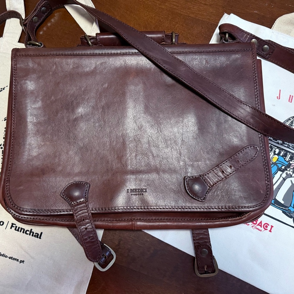 Medici Dark Brown Leather Messenger Bag